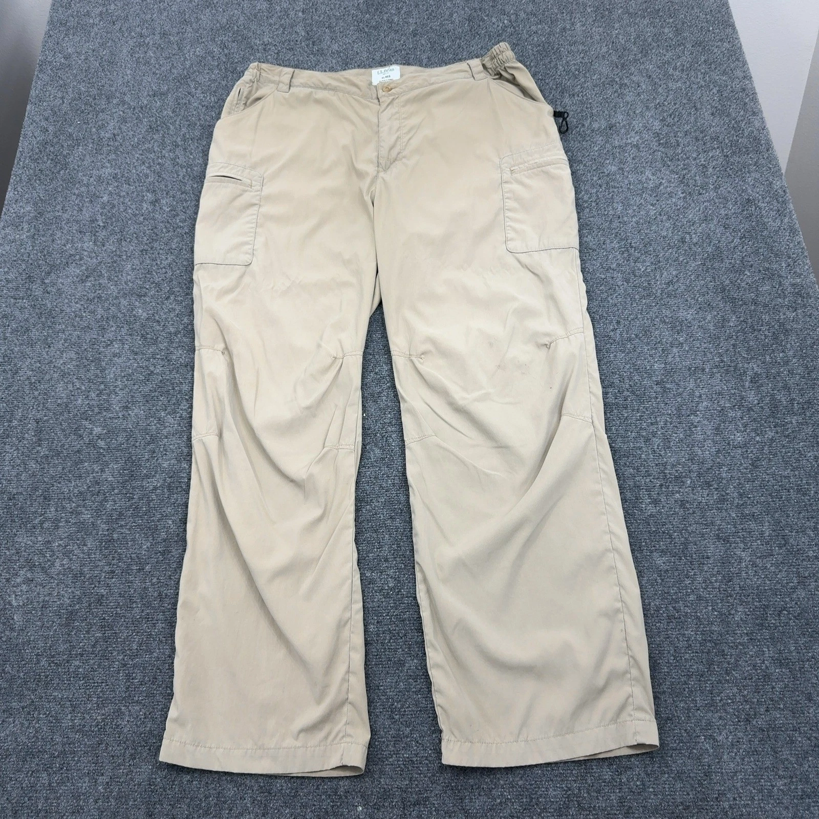 LL Bean Hiking Pants Mens XL Tan Nylon Spandex Cargo Outdoor Gorpcore Style