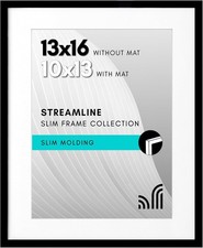 13x16 Black Picture Frame with Plexiglass for Wall Display or 10x13 with