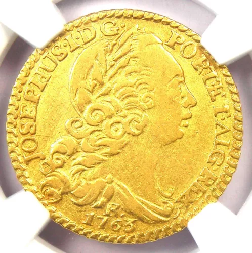 1763 Brazil Gold Jose I 1600 Reis Coin 1600R - Certified NGC XF Details (EF)