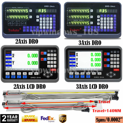 Digital Readout Kit DRO Display 5µm Linear Scale Sensor Mill Lathe 2/3/4/5Axis  - Afbeelding 1 van 51