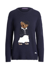 Suéter Ralph Lauren Etiqueta Púrpura Azul Marino Cachemira Deauville Polo Oso Nuevo $1490