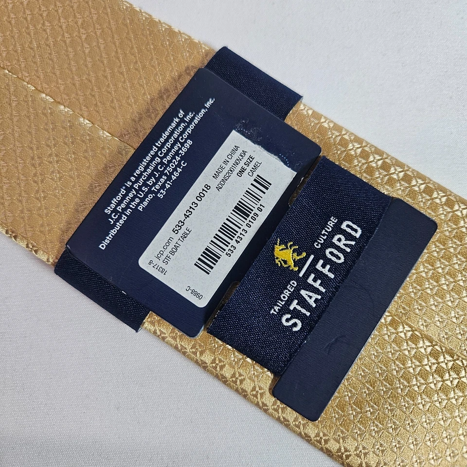 Nuevo con etiquetas Corbata Stafford Para Hombre Geométrica Dorada 3" x 59" Nueva Foto 4 de 4