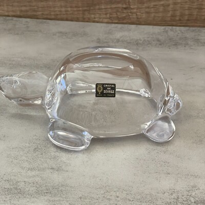 NWL Crystal de Sevres France 6.5'' Turtle Paperweight Figurine Vintage Collection