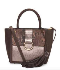 Vittoria Napoli Brown Leather Embossed Python Tassel Satchel Made In Italy Nwt