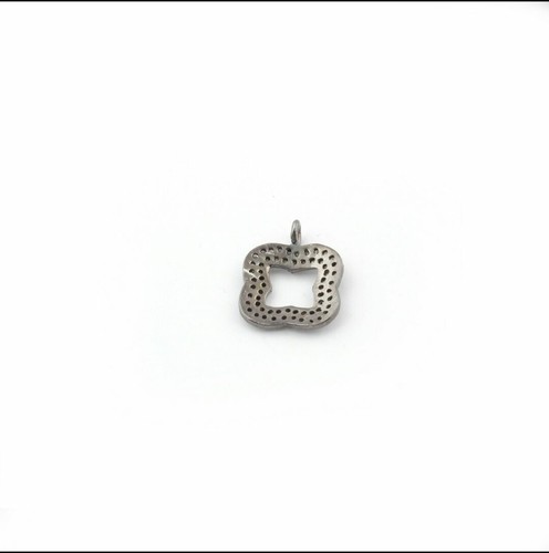 Flower Charm Pendant 925 Silver Charm Pave Diamond Pendant For Christmas Gift's. - Picture 4 of 12