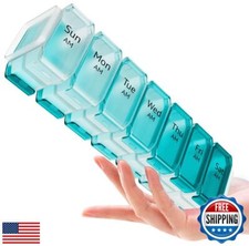 Extra Large Pill Organizer 2 Times a Day   XL Pill Box 7 Day with Big AM/PM C