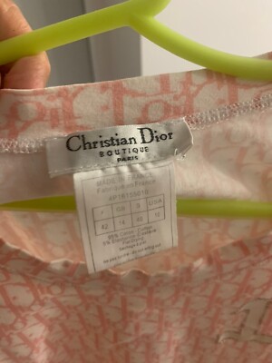 Vintage Womens CHRISTIAN DIOR T-Shirt Monogram Pink Size US 10 F