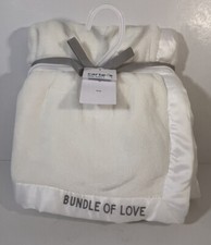 Carter’s Bundle of Love White Satin Trim White Velour Baby Blanket NWT