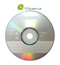 10 PHILIPS Digital Music CD-R 40X Branded Logo 700MB Audio Disc - Paper Sleeves