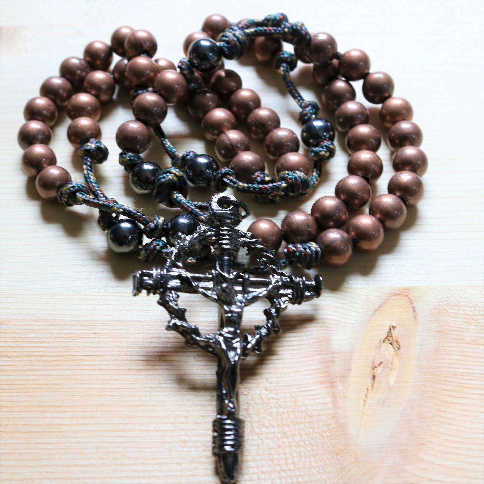 Rosary Camo Paracord Copper Steel Rope Cord Wearable Rosario Catholic ...
