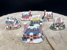 MINIATURE CERAMIC HOUSE TINY 1 & 1/4 INCH SET OF 6