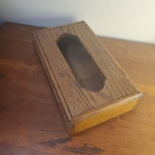 Vintage Hand Carved Solid Wood Tissue Box Medium Stained 10.5" x 2.5" Rustic