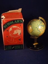 Ancien jouet tôle mappemonde globe terrestre England 1940 Boîte d'origine 