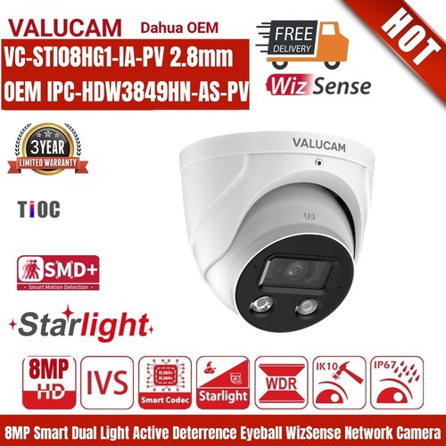 Telecamera IP 4P Dahua OEM 4K a colori microfono AI PoE VC-STI08HG1-IA-PV 2 vie audio - Foto 2 di 24