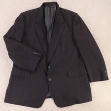 Hart Schaffner Marx Jacket Blue Striped Wool Twill Blazer Union Made in USA 48R