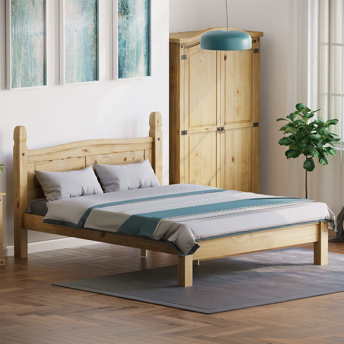 Corona Single Double King Bed Low High Foot End Solid Wood Pine