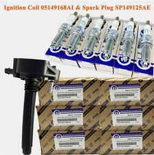 OEM 6X UF648 Ignition Coils & Spark Plugs MOPAR For Chrysler Jeep Dodge Ram 3.6L