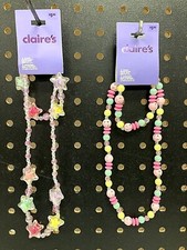 Claire  s Girls Colorful Bracelet  Necklace Set Choose Pink Beads or Starfish