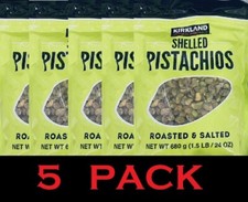 5x KIRKLAND Signature Roasted  Salted SHELLED PISTACHIOS Nuts 24 oz - 5 PACK