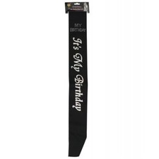 "It's My Birthday" Sash Birthday Themed Party with Holographic Letters- Black