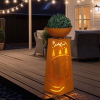 BlumensäUle DekosäUle Pflanzschale Blumenschale Weihnachtsmotive Rost Gartendeko