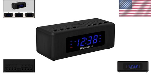 Emerson CKS2023AM/FM Dual Alarm Clock Radio with 0.6" Blue LED Display, Black - Picture 2 of 8