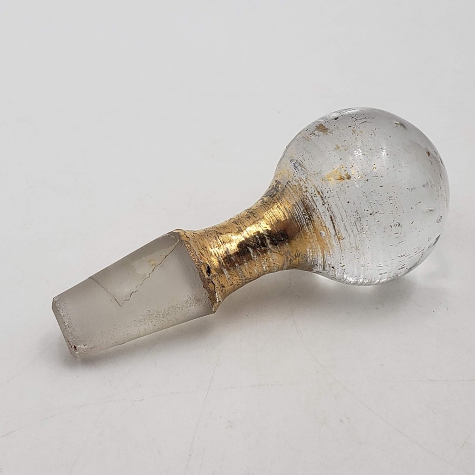 Vintage/Antique Hand Enameled Glass Cranberry Perfume Bottle w/ Stopper