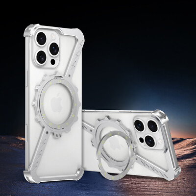 Slim Shockproof Metal Z-Shape Bumper Rugged Case Cover For iPhone 16 Pro Max 15