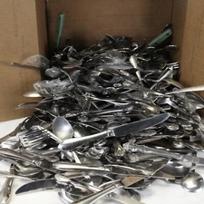 Stainless Silverware Flatware Lot 350 - 400 Pieces Forks Knives Spoons Crafts