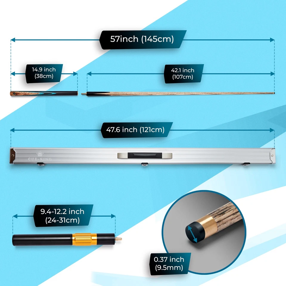 Cue-King Premier Snooker Cue With Aluminium Case Handmade 57" Extension Included - Image 4 of 4