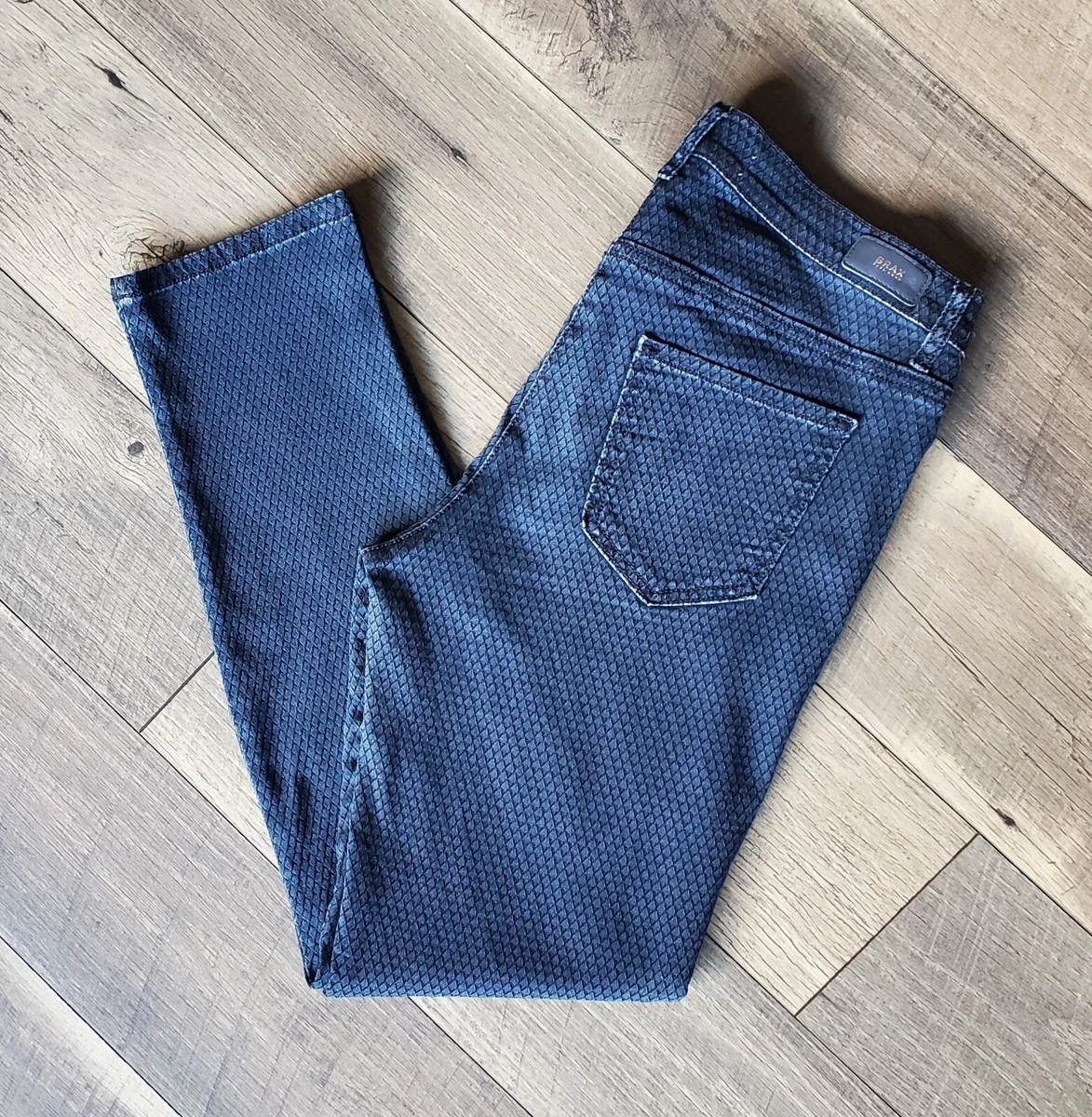 Brax Feel Good Shakira Pants Blue Scale Print Jeans 31x30
