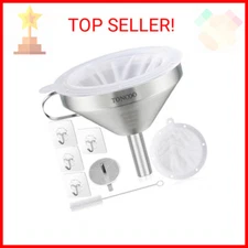 5 Inch Stainless Steel Funnel with Strainer and 200 Fine Mesh Filter, Food Grade