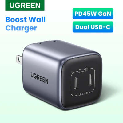 【US Plug】UGREEN GaN 45W USB Charger PD QC 3.0 Fast Charger Quick Charger For iPh