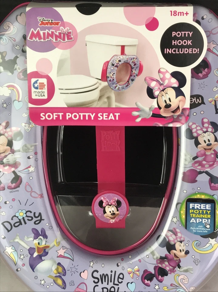 Asiento para ir al baño suave con gancho para orinal Disney Minnie Mouse “Smile Crew” Foto 2 de 3
