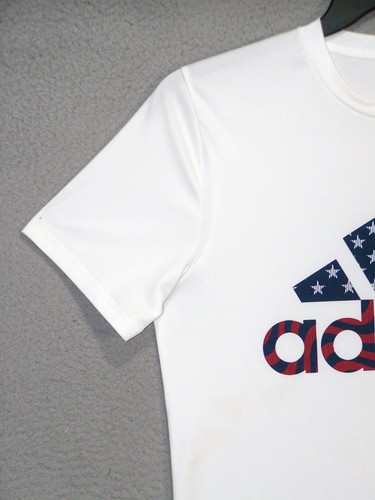 Adidas Shirt Youth XL (18/20) White Graphic Trefoil Short Sleeve Cotton Unisex - Picture 3 of 11