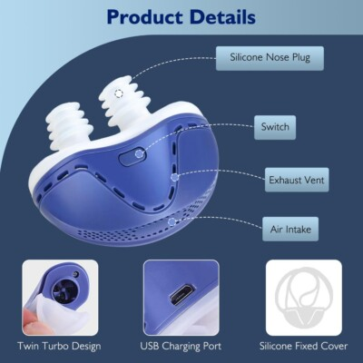 #ad Stop Snore Aid Stopper Micro Electric Noise Anti Snoring Device Sleep Apnea Blue $12.92