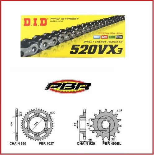 Kit Trasmissione Catena DID 520 VX3 16/39 Per Honda NC 700 D Integra – Pignone E Ruota Dentata In Acciaio