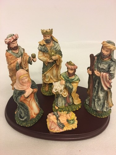 -Decoraciones navideñas ""ha nacido un niño"" conjunto de 7 piezas de nacimiento en caja - Imagen 12 de 12