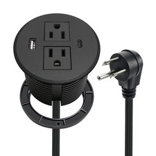 Desk Power Grommet Usb C Total 30w Pd Fast Charge Desktop Power Strip 2 Outlets