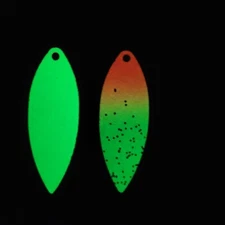 100 Willow Leaf  Bright Glow Spinner Blades  SZ 5  Pink Glow-Bass Bait blades