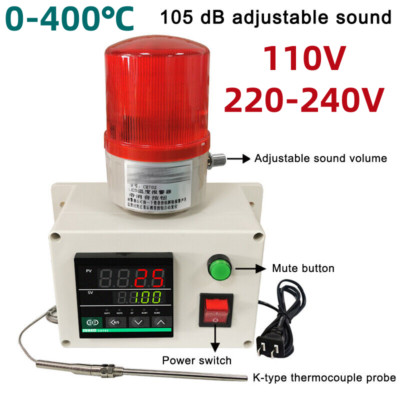 110V/220-240V Intelligent Over Temperature Alarm Sensor Machine New 105dB 0 400 