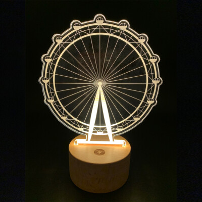 Life Glow Snowflake Rechargeable 3D Illusion Night Light  with Wooden Stand