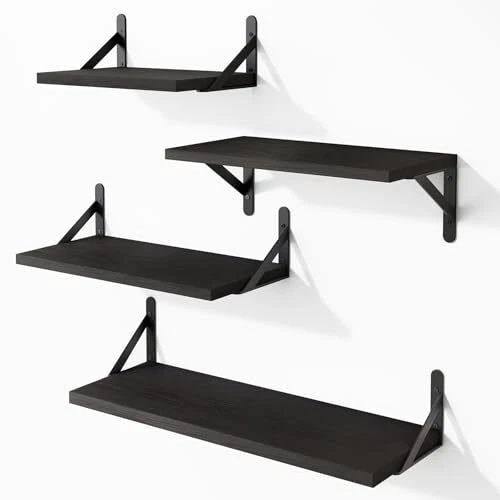 Floating Shelves for Wall Wall Shelves Different Sizes, Wall Mounted Black - 第 1/6 张图片