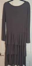 NWT LuLaRoe 2XL Georgia Tiered Ruffle Hem Dress Long Sleeves Grey 