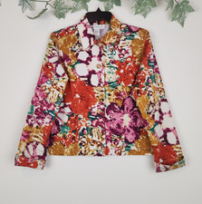 Coldwater Creek Size S Floral Button Front Colorful Boho Cotton Artsy Jacket