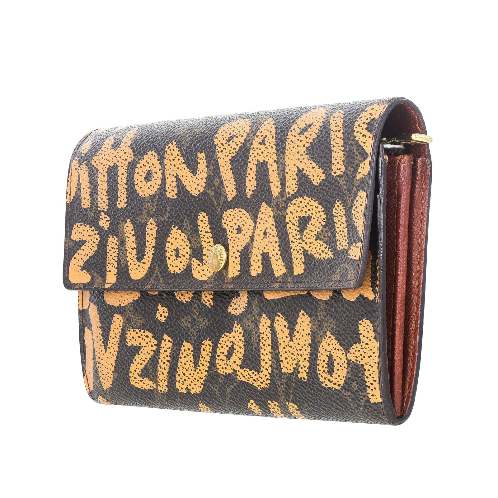 Louis Vuitton Limited Edition Monogram Graffiti Coated Canvas Sarah Wallet Brown image 2
