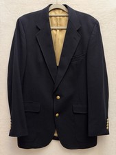 Hart Schaffner Marx Navy Blazer Gold Anchor Buttons Virgin Wool 44 VTG 70s