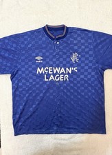 Rangers Football Club Home Shirt 1987-90 Umbro McEwan's Lager Large RFC VINTAGE