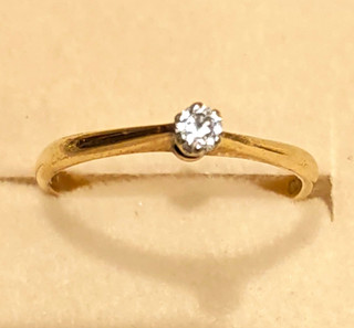 9ct Yellow Gold Solitaire Engagement Ring Round Clear Diamond Size N 1/2