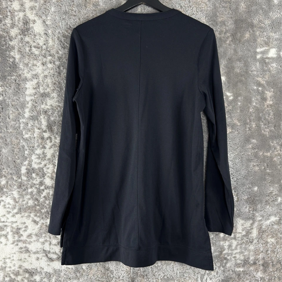 Top básico de manga larga Land Ends talla L negro mezcla de algodón cuello redondo Foto 3 de 4